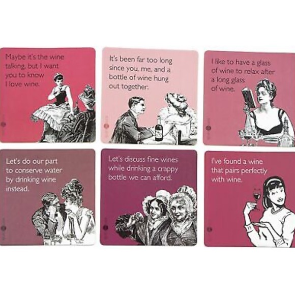 Wine Themed Someecards Novelty Fun Coasters Assorted 6 Pack - Picture 2 of 7